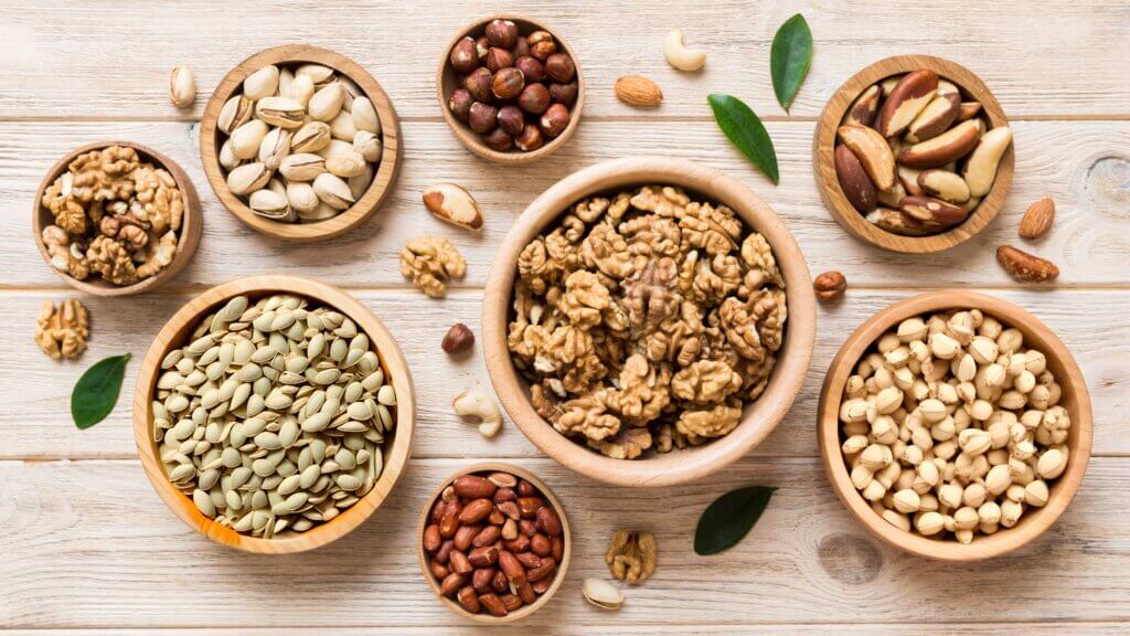 Nuts & Seeds In Bowls