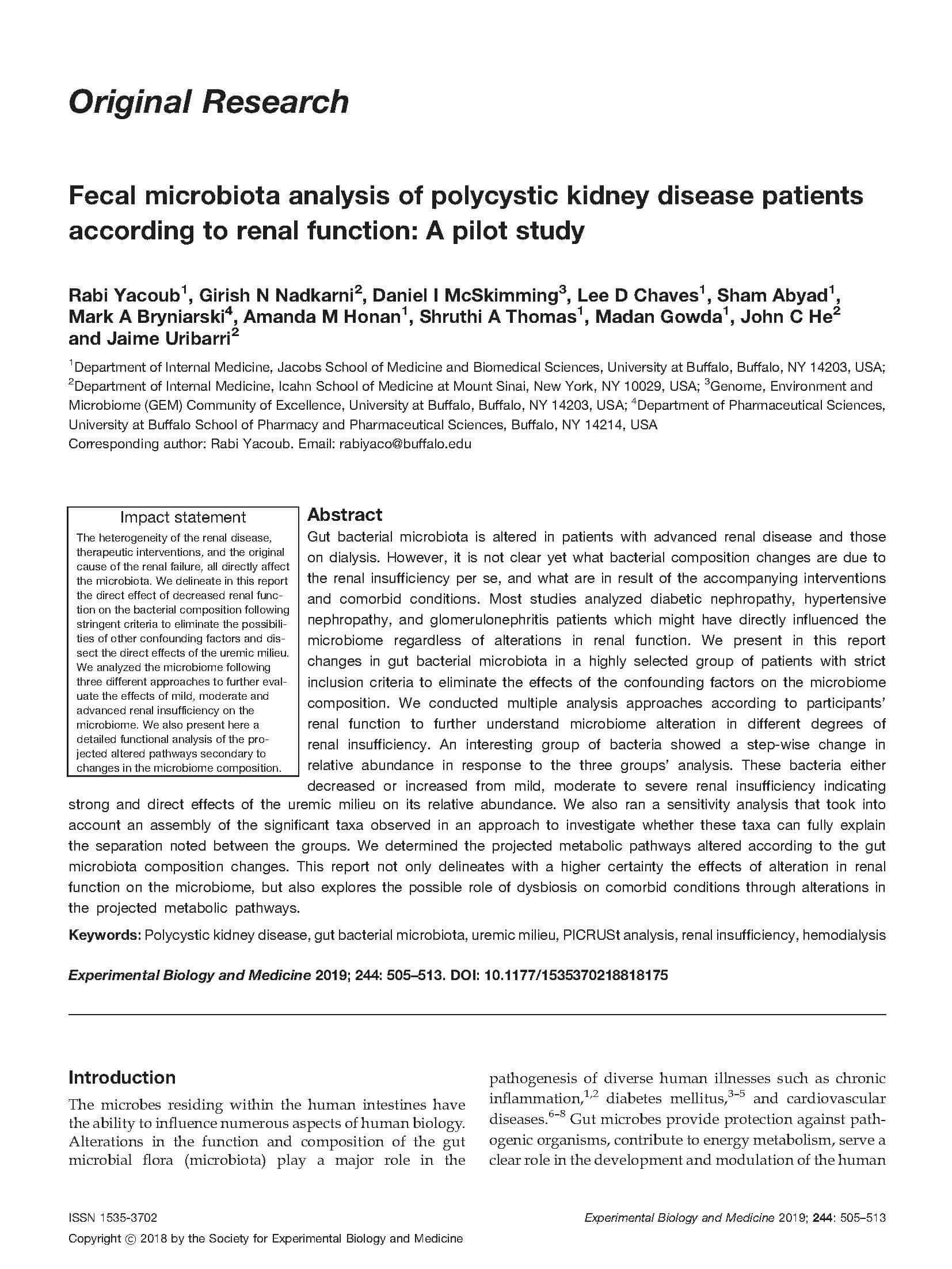 16 Fecal Microbiota Analysis Ose Patients According To Renal 1