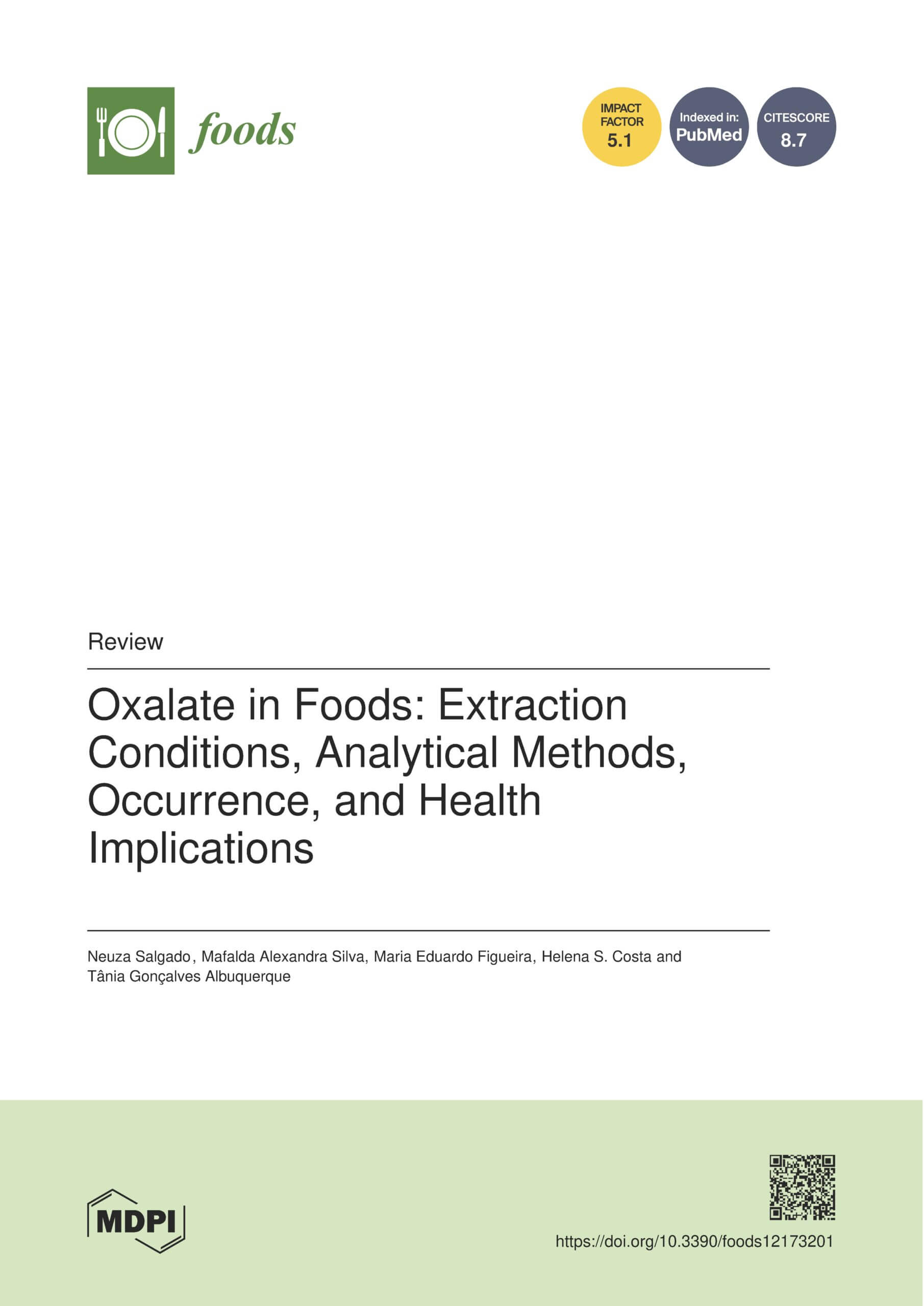 5 Oxalate In Foods Extraction Conditions, Analytical Methods 1
