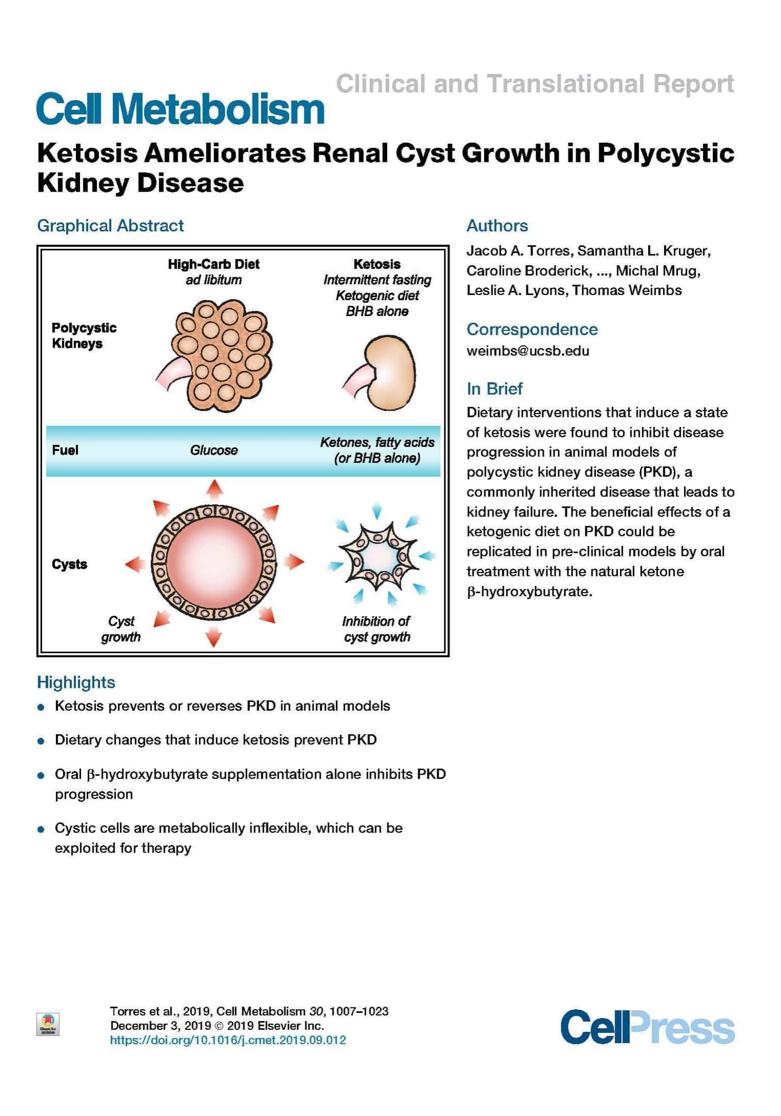 1 Ketosis Ameliorates Renal Cyh In Polycystic Kidney Disease 1